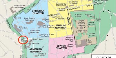 Carte de la porte de Jaffa à Jérusalem