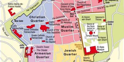 Quatre quartiers de Jérusalem carte