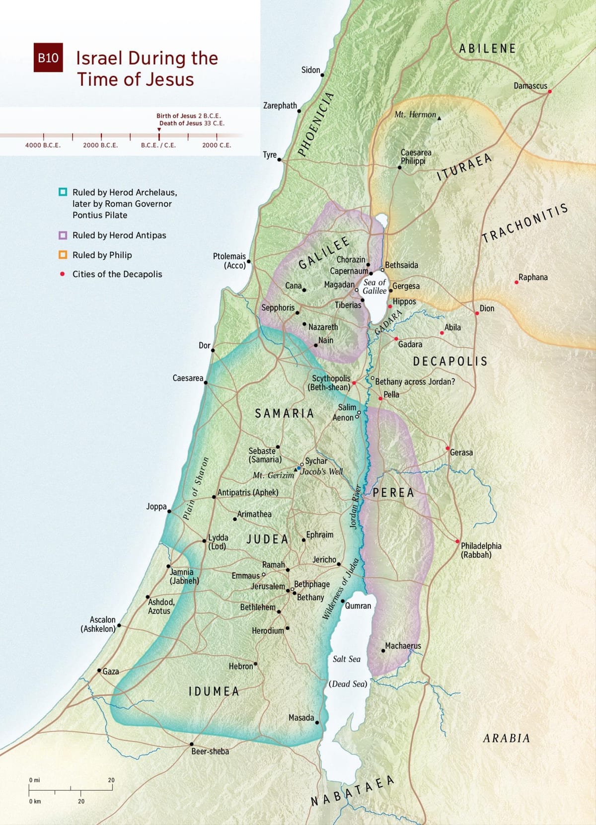 carte de la terre Sainte à l'époque de Jésus