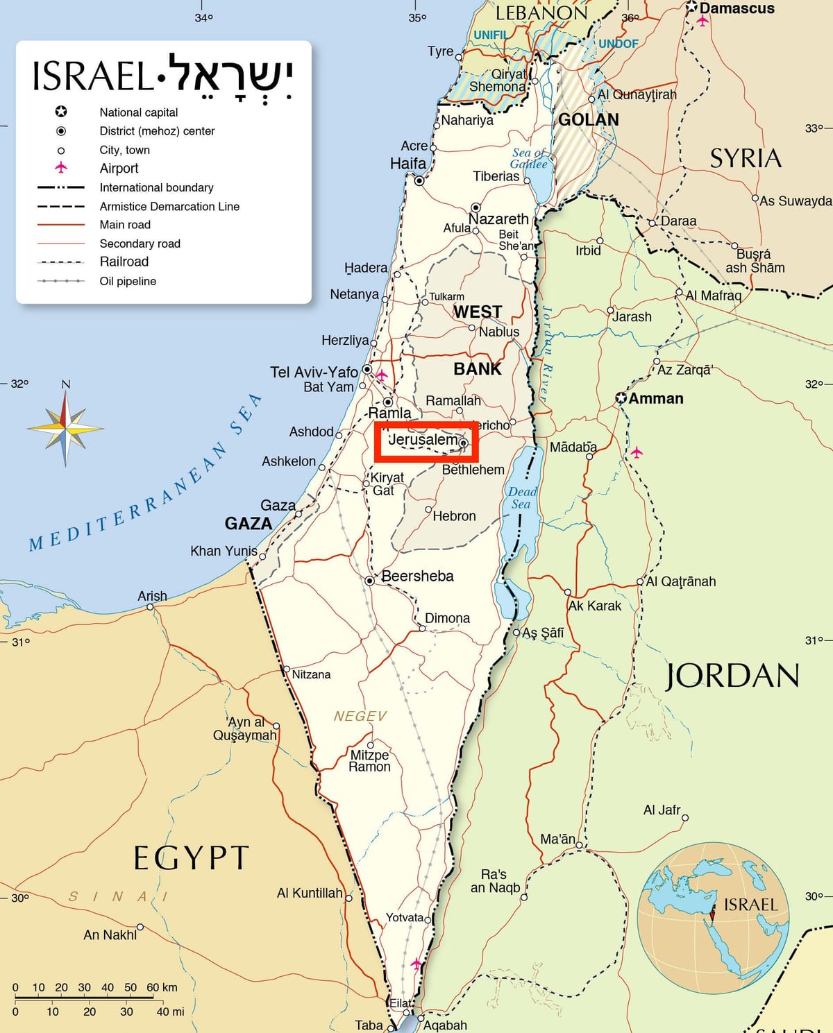 carte de Jérusalem pays