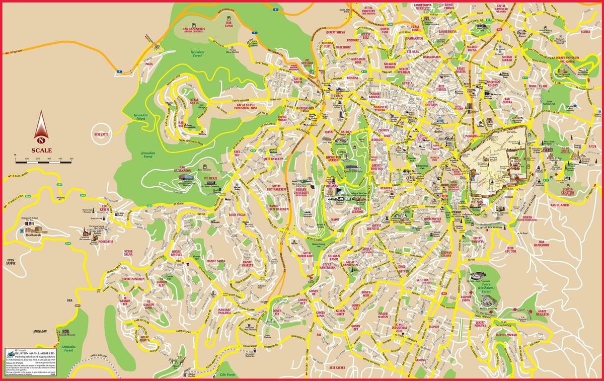 la carte de Jérusalem