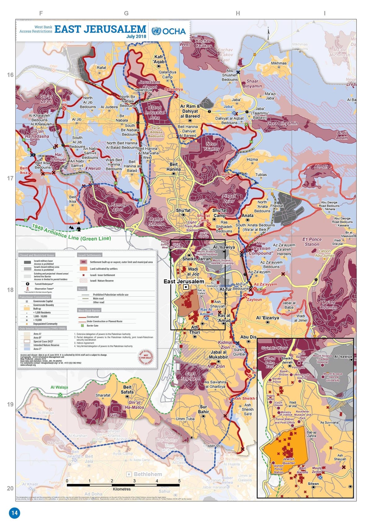 carte de Jérusalem-est