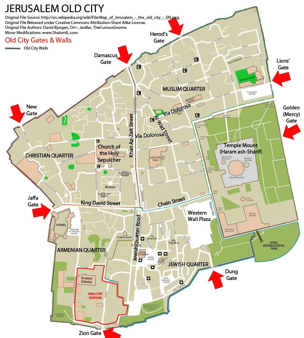 carte de Jérusalem portes