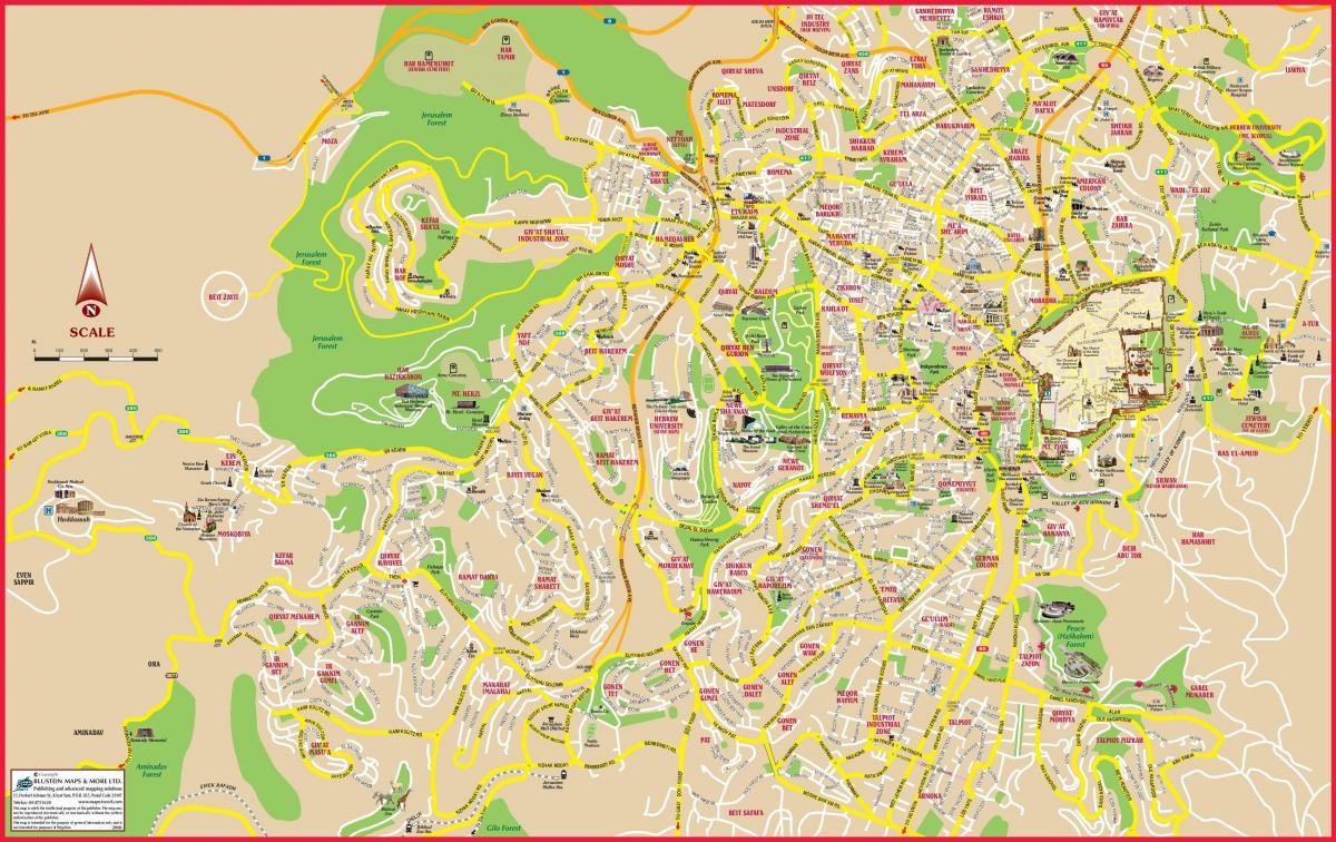 la carte touristique de Jérusalem