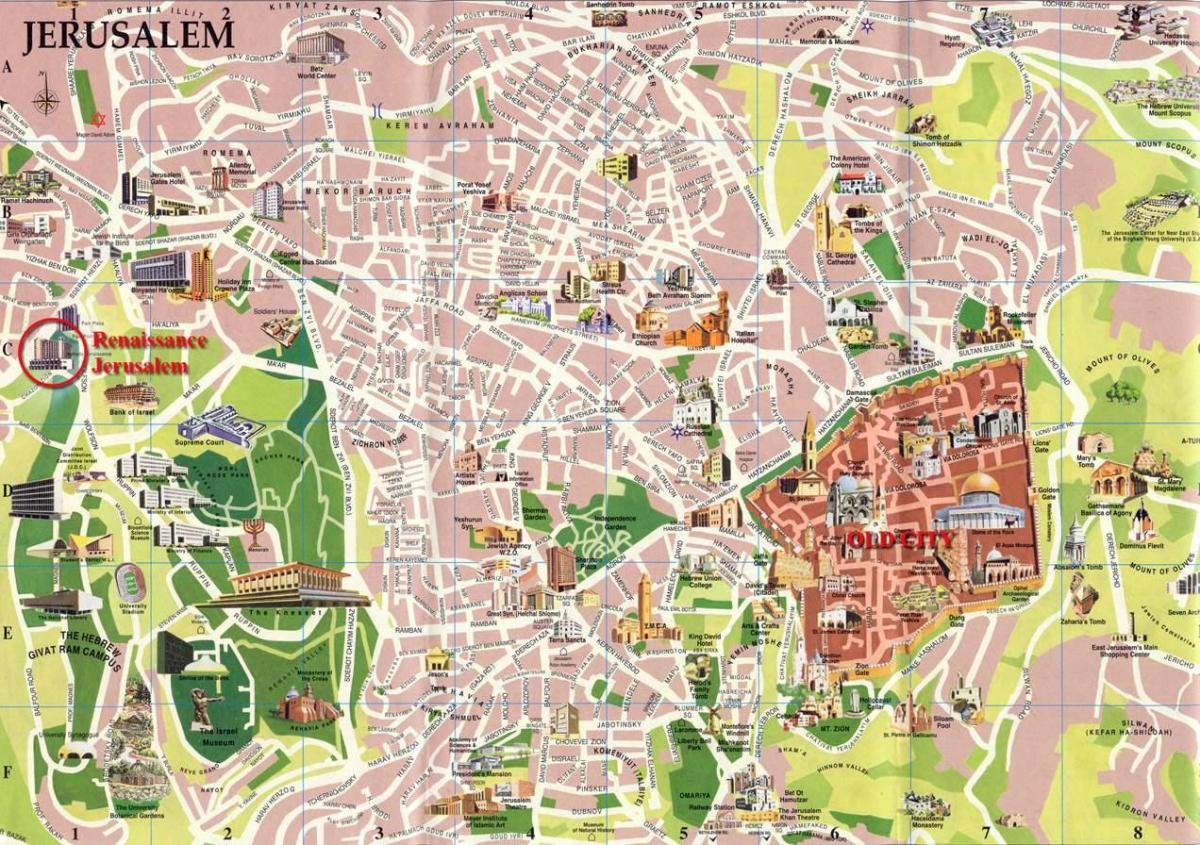 carte de rue de Jérusalem