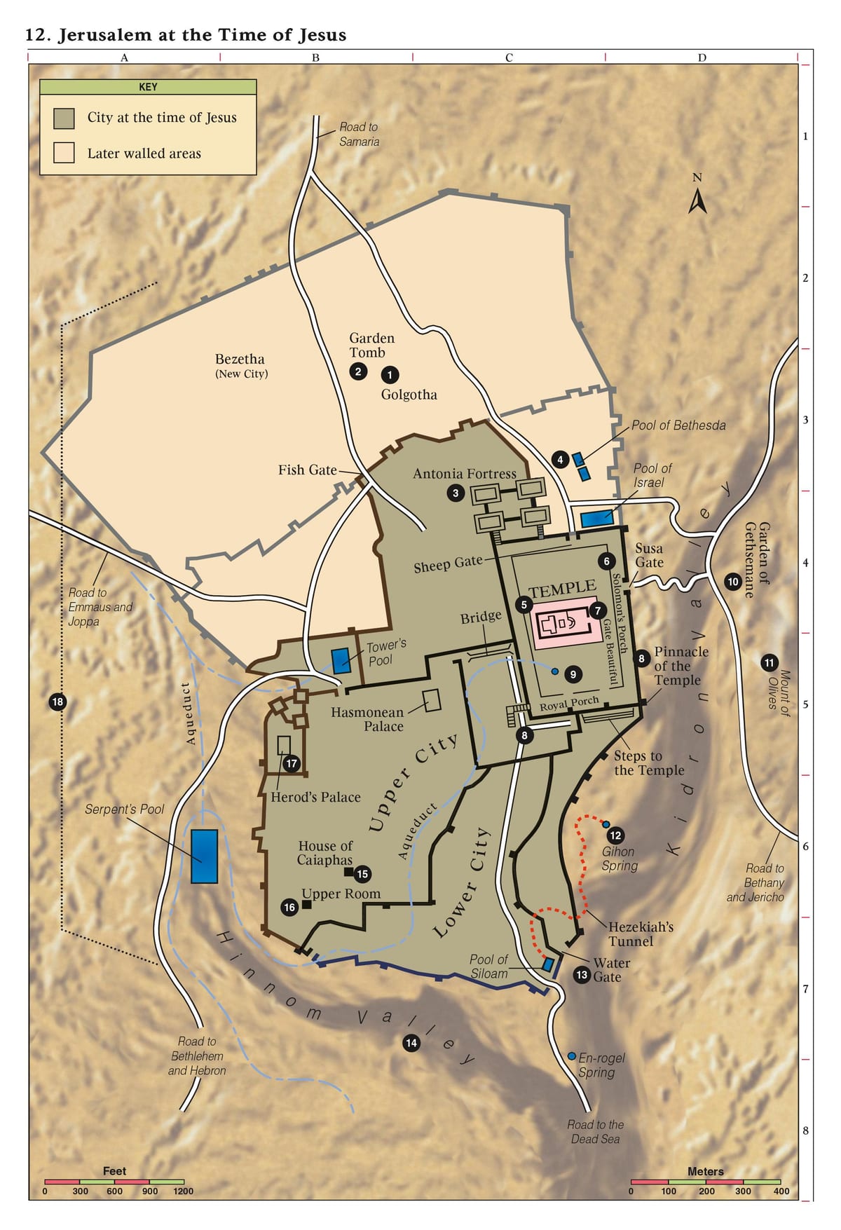 carte de la Jérusalem biblique