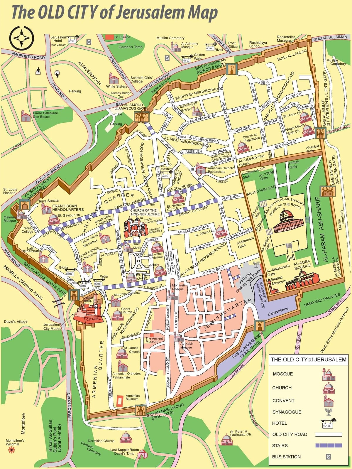 carte de la vieille ville de Jérusalem