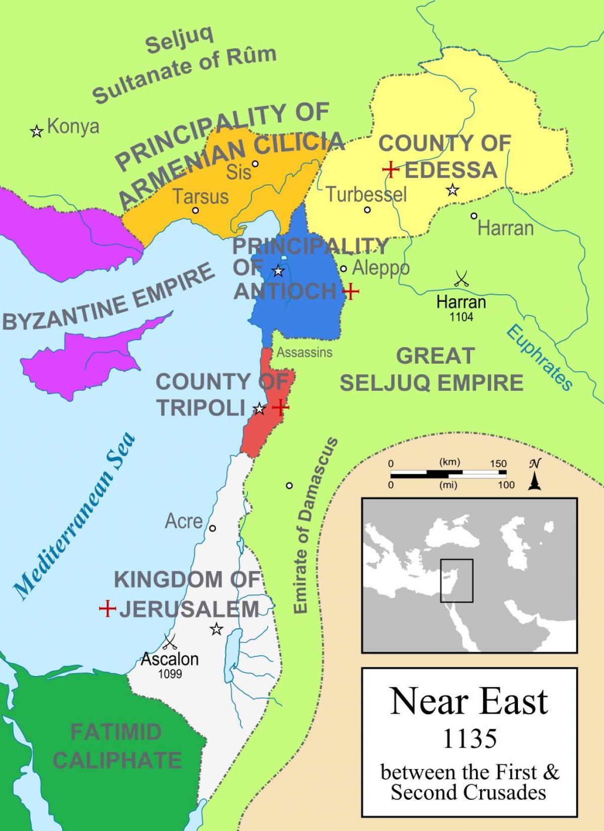 carte du Royaume de Jérusalem