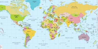 Jérusalem sur la carte du monde