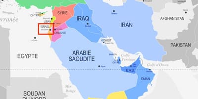 Jérusalem sur une carte du moyen-orient